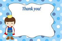 30 Blue Prince Kids Birthday Party Baby Boy Shower Blank Thank You Cards Polka Dots Design + 30 White Envelopes