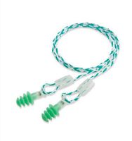 Sm Clarity 4-Flange Green Multi-Material Woven Corded Earplugs. (22 Pairs)