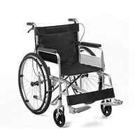 YL Lightweight Wheelchair, Foldable Stainless Steel Frame with Side Shield, Puncture Proof Tyres and Removable Footrests, Standard, Black