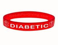 Diabetic ID Bracelet Wristband - Red - 8 Inches - Standard