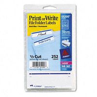 Print or Write File Folder Labels [Set of 3] Color: White / Dark Blue