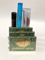 Job Organic Hemp Rolling Paper 1 1/2 (3 Packs) Plus Job Roller 79MM, Raw Black Clipper and Small DoobTube.