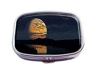 Guojew Full Moon Shining in The River Custom Fashion Square Pill Box Tablet Holder Pocket Purse Organizer Case Decoration Box