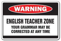 English Teacher Zone Warning Sign School Supplies Junior high Xmas Books