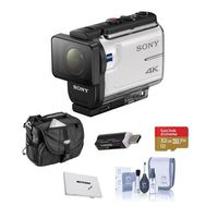 Sony FDR-X3000 4K Action Camera, with Balanced Optical SteadyShot, Wi-Fi and GPS - Bundle with 32GB MicroSDHC U3 Card, Camera Case, Cleaning KIt, Card Case, Card Reader