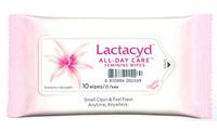 3 ฺPacks X Lactacyd Daily Women Ladys All Day Care Feminine Wipes Milk Serum Travel Set 1 Pack (Contains 10 All Day Care Tissue Wipes)(100% Authentic)