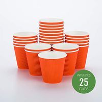 8 oz Tangerine Orange Paper Coffee Cup - Ripple Wall - 3 1/2" x 3 1/2" x 3 1/4" - 25 count box - Restaurantware