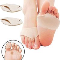 Anti Grinding Forefoot Cushion, Gel Sleeves Pads Anti-Pain Insoles Gel Protection Toe Undies Pads Nylon Paw Half Sole Protector Silicone Metatarsal Ball of Foot Pads Foot Pain Ballet Dance (L, beige)