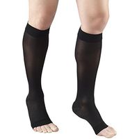 Truform Sheer Compression Stockings, 15-20 mmHg, Women's Knee High Length, Open Toe, 20 Denier, Black, 2X-Large