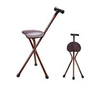 CXK Multi-Function Crutches, Non-Slip Foldable Radio Rotating Lamp Head Warning Light Massage Seat Function, Suitable for Outdoor Fishing Trekking Break