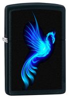 Zippo Lighter: Blue Phoenix - Black Matte 76524