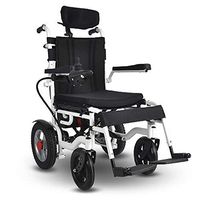 PLLP Medical Rehab Chair, Wheelchair,Heavy Duty Electric Wheelchair with Headrest, Foldable and Lightweight Powered Wheelchair,Armrest Can Be Lifted Up,360° Joystick, Weight Capacity 140Kg,Seat Width
