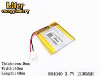 3.7V 1200mAh 804040 Lithium Polymer Ion Rechargeable Battery Lithium Polymer Li-Po Battery for MP4 GPS MP3 Bluetooth Stereo DIY Gift