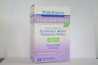 Pure Touch Feminine Wipes ORGANICS 24 Individual Flushable Moist Wipes 6 boxes 144 Single-Use-Packets