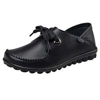 LONGDAY ❤ Women Sneaker Mary Jane Flat Comfort Walking Flat Loafer Lace Up Ballet Flat Ladies Casual Shoe Faux Leather Black