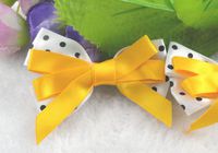 24 Pcs Polyester Ribbon Bow Flowers Wedding Decoration Appliques-u Pick (Yellow)