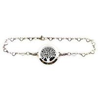 Tree of Life Aromatherapy Pendant Yoga Bracelet Essential Oil Diffuser Locket with 6 Felt Pads 25MM
