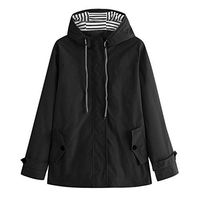 HNTDG Women Waterproof Breathable Jacket with Packable Hood Outdoor Raincoat Windproof Jacket Coat Black