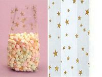10ct Small Gold Celestial Stars 7x2x3" Cello Cellophane Party Treat Food Snack Bags nfLG -545
