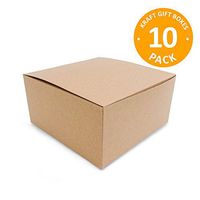 Source One Premium Quality Brown 10 Count of Pinstripe Kraft Gift Box Cardboard Tuck Top 3 Sizes Available (8 x 8 x 4)