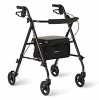 Medline Freedom Lightweight Folding Aluminum Mobility Rollator Walker with 6-inch Wheels, Adjustable Seat and Arms, Black