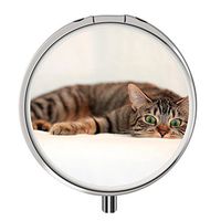 Pill Case - Compact 3 Compartment Medicine Organizer, Customized Round Pill Box for Pocket Traveling and Daily Needs - Animal