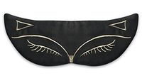 Double Sides Pure Silk Sleep Eyes Mask Lovely Fox Sleeping Cover with Elastic Adjustable Strap (Black)
