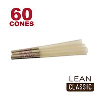 RAW 60 Classic Lean Hemp Cones - W Gallery Box - 109mm Pre Rolled Cones, 40mm Filter Tips, Pure Natural Brown Unbleached Unrefined Rolling Papers, Bulk Pack Bundle, Compare Elements 110mm
