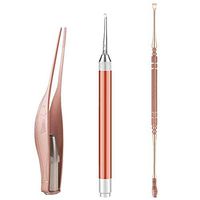 eroute66 3Pcs/Set Ear Pick Set LED Flashlight Kids Adult Earwax Remover Spoon Cleaner Random Color