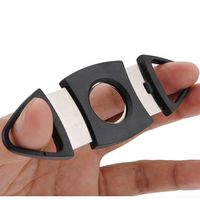 2pcs Black Cigar Cutter Double Blades Knife Scissors A002
