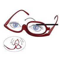 High Quality Magnifying Makeup Glasses Eye Make Up Spectacles Flip Down Lens Folding Cosmetic Womens(1.0X-4.0X) (+1.0, Red)