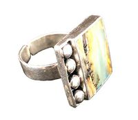 Simple Essence 950 Peruvian Silver with Fantasy Stone 6.5 to 7.5 Adjustable Size for Women