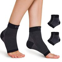 TSLA Unisex Ankle Brace Sleeve Plantar Fasciitis Heel Arch Pain Support Compression Socks, 2pairs(mza22) - Black/Black, L/XL (Men 8.5-13 / Women 9.5-14)