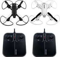 SHARPER IMAGE Two Pack 5-Inch Mach Racer Drones, 2.4GHz Rechargeable RC 6-Axis Quadcopter Kit, LED Lights, Autopilot System - White vs. Black