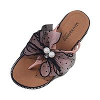 Inverlee Summer Womens Fashion Casual Beaded Bowknot Flat Flip Flop Outdoor Slippers Beach Shoes Pink
