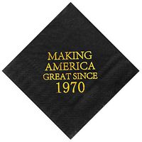 Crisky 50th Birthday Disposabel Napkins Black and Gold Dessert Beverage Cocktail Cake Napkins 50th Birthday Decoration Party Supplies, Making America Great Since 1970, 100 Pack 4.9"x4.9" Folded
