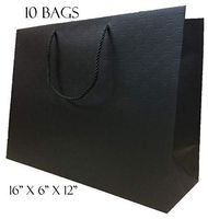 Extra Large Black Gift Bags with Handles Big Paper Shopping (10 Bags) 16x6x12 Matte Luxury Modern Fancy Elegant for Presents Merchandise Retail Boutique Clothing Wedding Birthday Bridal Baby Shower