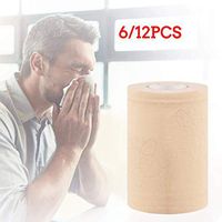 YAMY Toilet Paper Unbleached, 100% Natural Wood Pulp Tissues Paper, Strong & Absorbent Roll Paper Towels, Soft Recycled Hollow Roll Paper Kitchen Roll Towels Bath Tissues (12PC)