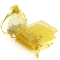 AKStore 100PCS 4x6" (10x15cm) Drawstring Organza Jewelry Favor Pouches Wedding Party Festival Gift Bags Candy Bags (Golden)