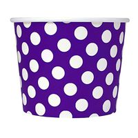 Purple Paper Dessert Cups - 12 oz Polka Dotty Ice Cream Bowls - Perfect For Your Yummy Foods! Many Colors & Sizes - Frozen Dessert Supplies - 50 Count