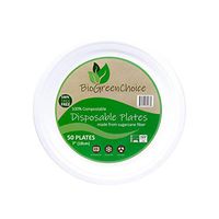 BioGreenChoice 7in. Compostable Fiber-Molded Bagasse/Natural Sugarcane Disposable Plate – Microwave Safe, Biodegradable & Compostable Plate (50 Count)