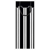 Caspari Awning Stripe Wine & Bottle Gift Bag in Black & White - 1 Each