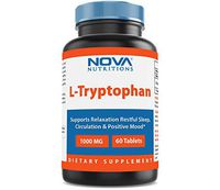 Nova Nutritions L-Tryptophan 1000 mg 60 Tablets - Tryptophan Supplements for Natural Sleep Aid, Stress Relief, Circulation & Immune Support
