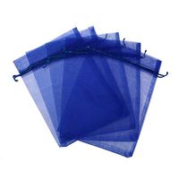 KUPOO Lot of 50 7" x 9"Drawstring Organza Pouch Strong Wedding Favor Gift Candy Bag (Dark Blue)