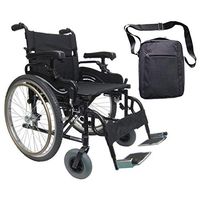 Karman KM8520F-22W Aluminum Lightweight Bariatric Manual Wheelchair, Fixed Wheels & Heavy-Duty Front Polyurethane Casters 22"W X 18" D Seat & Free Front Zip Pocket Black Bag!