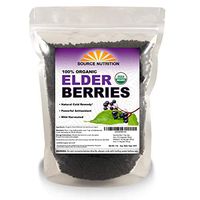 USDA Certified Organic Elderberries - Hand Harvested, Whole European Elder Berries, Responsibly Wild Crafted - Sambucas Nigra (1 Pound) - Bulk Resealable Bag (Certified Organic)