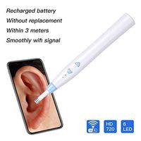 Benfa Wireless WiFi Otoscope 3.9mm Visual Ear Cleaner 720P HD Ear Endoscope Earwax Cleaning Tool with 6 LED Lights,Blue