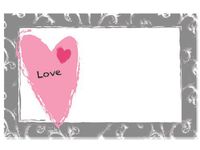 Pack Of 50, Love Contemporary Heart Enclosure Card 3-1/2" x 2-1/4" Made In USA