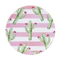 Darice Striped Pink & White Cacti Plate: 7.25 inches
