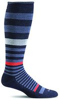 Sockwell Women's Orbital Stripe Moderate Graduated Compression Sock, Navy - Small/Medium